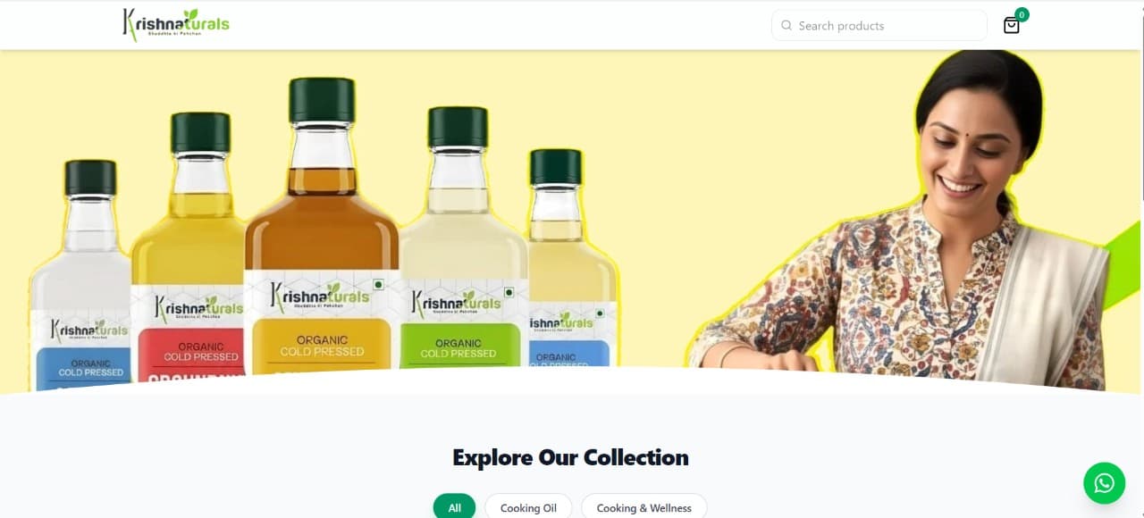 Krishna Naturals — E-commerce website preview by Velotix Tech