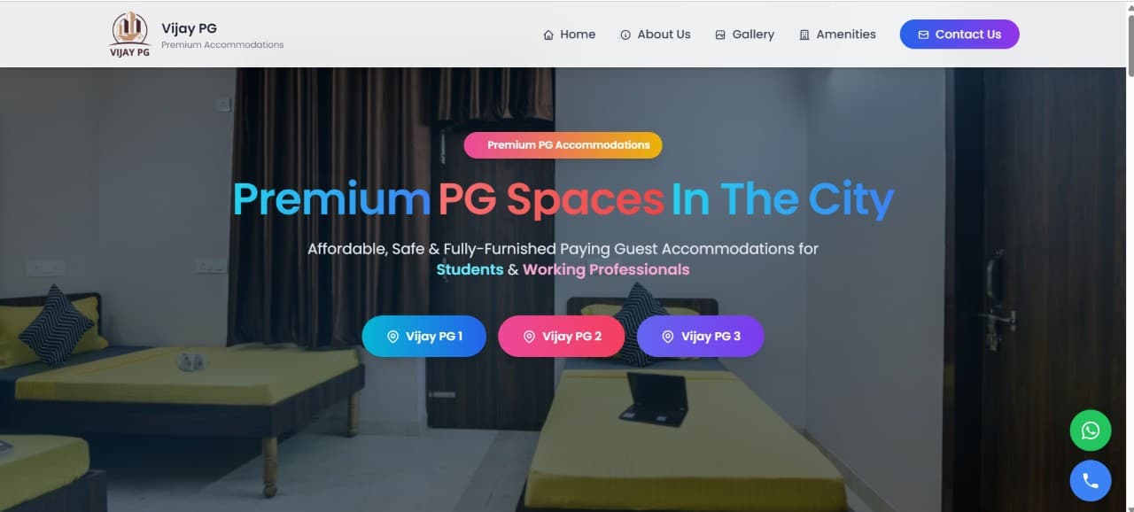 Vijay PG — Real Estate website preview by Velotix Tech